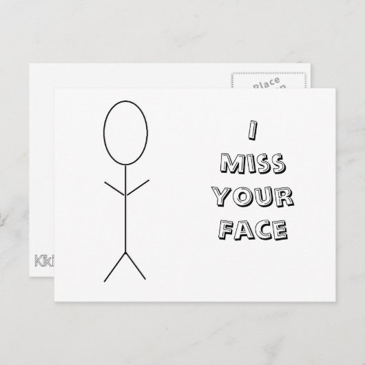 Ik mis je gezicht Briefkaart (Voorkant / Achterkant)