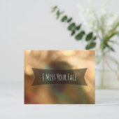 "Ik mis je gezicht" over de blurred Bokeh foto Briefkaart (Staand voorkant)