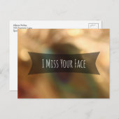 "Ik mis je gezicht" over de blurred Bokeh foto Briefkaart (Voorkant / Achterkant)