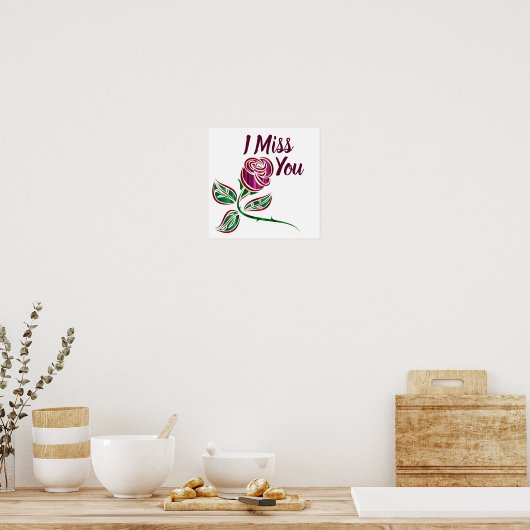  ik mis je glittery roos op maat poster (Keuken)