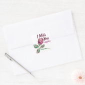 ik mis je glittery roos op maat vierkante sticker (Envelop)