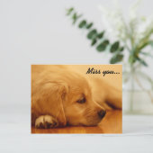 Ik mis je! Golden Retriever Puppy Briefkaart (Staand voorkant)