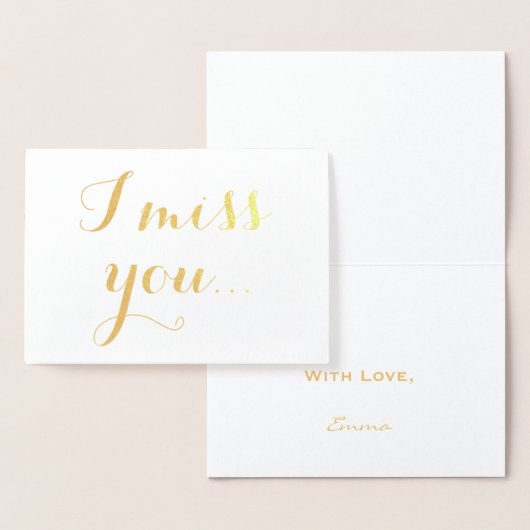 Ik mis je gouden folie elegante typografie folie kaarten (Display)