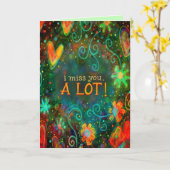 Ik mis je grillig bloemenhart  kaart (Gele Bloem)