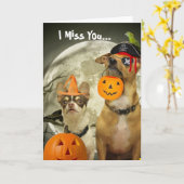 Ik mis je Halloween Chihuahua hond Kaart (Gele Bloem)