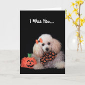 Ik mis je Halloween poedel hond kaart (Gele Bloem)