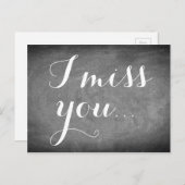 Ik mis je, Handschrift Typografie Black White Briefkaart (Voorkant / Achterkant)