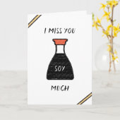 "Ik mis je heel erg" "Laten we sushi halen" Cute P Kaart (Gele Bloem)