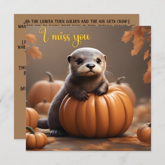 Ik mis je Hier voor jou Support Kaart Autumn Otter (Voorkant / Achterkant)