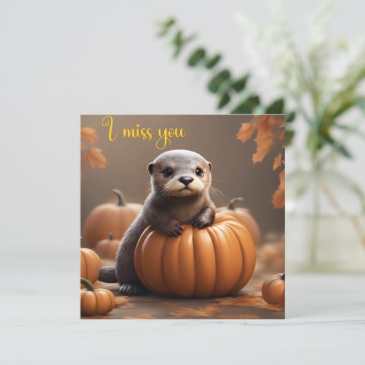 Ik mis je Hier voor jou Support Kaart Autumn Otter (Staand voorkant)