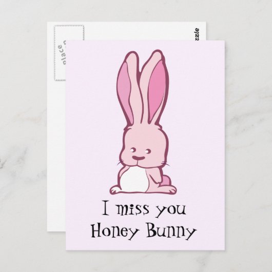 Ik mis je honingbunny briefkaart (Voorkant / Achterkant)