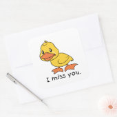 Ik mis je huilend geel eendje Mok Pet Vierkante Sticker (Envelop)