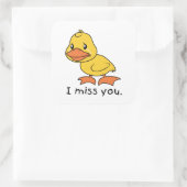 Ik mis je huilend geel eendje Mok Pet Vierkante Sticker (Tas)
