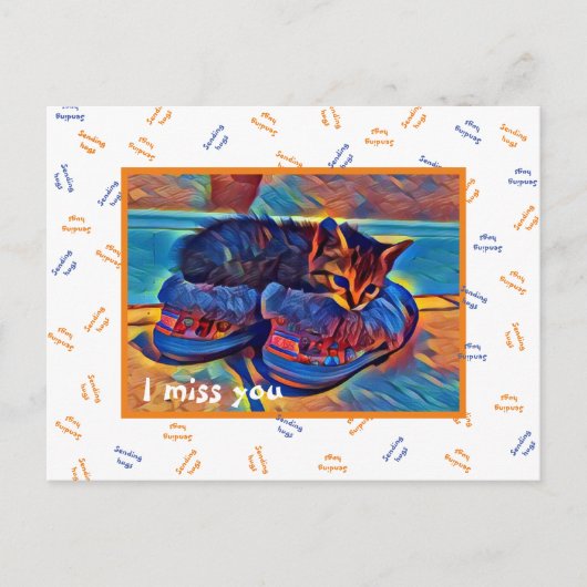 Ik mis je "knuffels sturen" briefkaart (Voorkant)