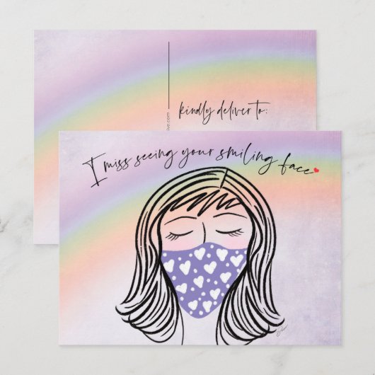 Ik mis je lachende gezicht Briefkaart (Voorkant / Achterkant)