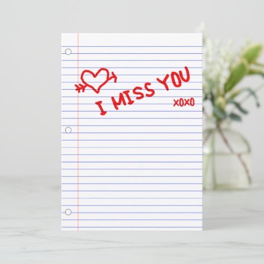 ik mis je : laptoppapier kaart (Staand voorkant)