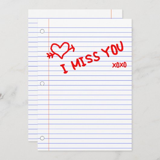 ik mis je : laptoppapier kaart (Voorkant / Achterkant)