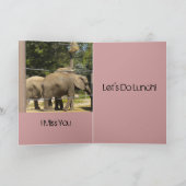 Ik mis je, laten we lunchen, trieste olifant kaart (Binnen)