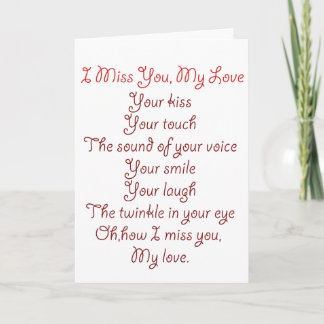 Ik mis je, mijn liefdesgedicht Red on Red Kaart