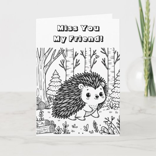 Ik mis je, mijn vriend | kleurplaat kaart (Voorkant)