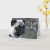 Ik mis je moeder pug wenskaart kaart (Gele Bloem)