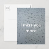 Ik mis je nog meer Water Drops Venster Regen, Tran Briefkaart (Voorkant / Achterkant)