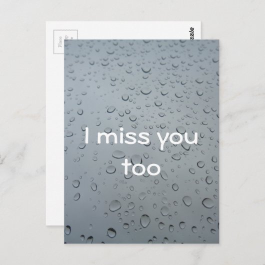 Ik mis je ook, waterdruppels Rain Background Briefkaart (Voorkant / Achterkant)