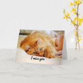 Ik mis je, Oranje Maine Coon Cat. Kaart (Gele Bloem)