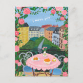 Ik mis je Paris Balcony Tea w Uitzichten Art Briefkaart (Voorkant)