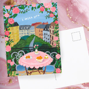Ik mis je Paris Balcony Tea w Uitzichten Art Briefkaart