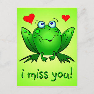 Ik Mis Je Schattige Groene Kikker Hartjes Briefkaart
