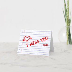ik mis je : schrijfblok papier kaart