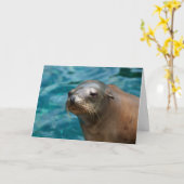 Ik mis je - Seal Wenskaart Kaart (Gele Bloem)