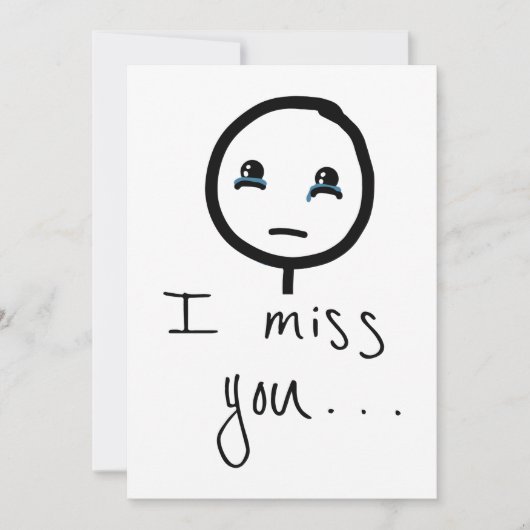 Ik mis je Stickman schets, tranen met een thema Feestdagenkaart (Voorkant)