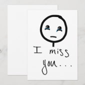Ik mis je Stickman schets, tranen met een thema Feestdagenkaart (Voorkant / Achterkant)