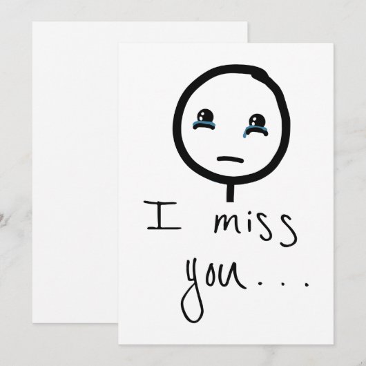 Ik mis je Stickman schets, tranen met een thema Feestdagenkaart (Voorkant / Achterkant)