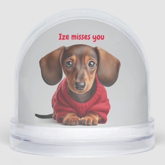 Ik mis je teckel puppy sneeuwbol (Voorkant)