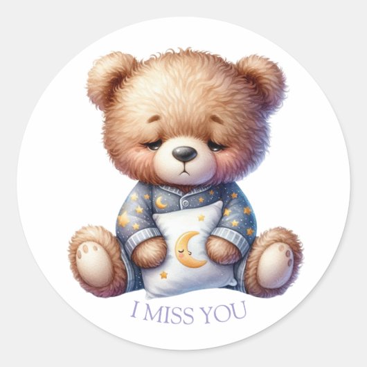 Ik mis je teddy ronde sticker (Voorkant)