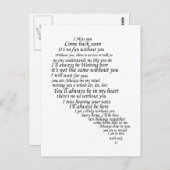 Ik mis je tekst in half hart briefkaart (Voorkant / Achterkant)