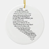 Ik mis je tekst in half hart keramisch ornament (Voorkant)