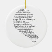 Ik mis je tekst in half hart keramisch ornament (Achterkant)