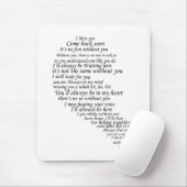 Ik mis je tekst in half hart muismat (Met muis)