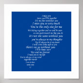 Ik mis je tekst in half hart poster (Voorkant)