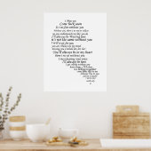 Ik Mis Je Tekst in Halve Hart Poster (Keuken)