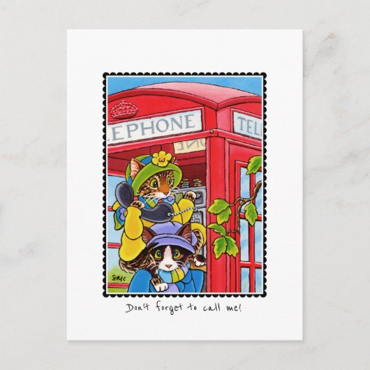 Ik mis je Telefoon Funny Cat Custom Briefkaart (Voorkant)