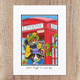 Ik mis je Telefoon Funny Cat Custom Briefkaart