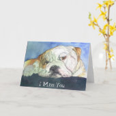 Ik mis je trieste Bulldog Kaart (Gele Bloem)