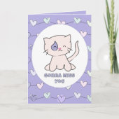 Ik mis je trieste Cat Cartoon Grappig Gezegde Kaart (Voorkant)