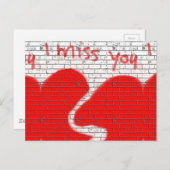 Ik mis je, Twinfame Friend Love Broken Heart Red Briefkaart (Voorkant / Achterkant)