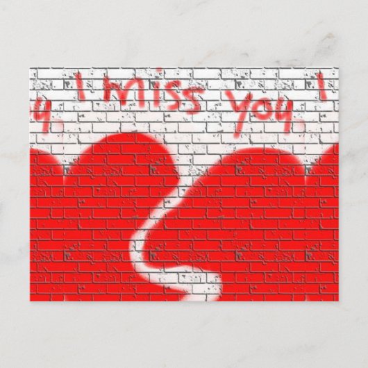 Ik mis je, Twinfame Friend Love Broken Heart Red Briefkaart (Voorkant)
